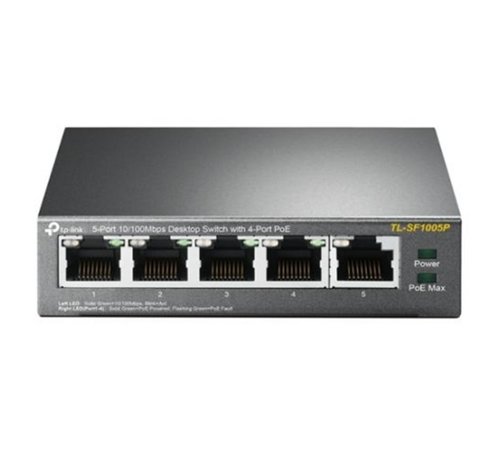 TP-Link TP-LINK TL-SF1005P | Unmanaged Fast Ethernet Switch | 5 Poorten | PoE | Zwart
