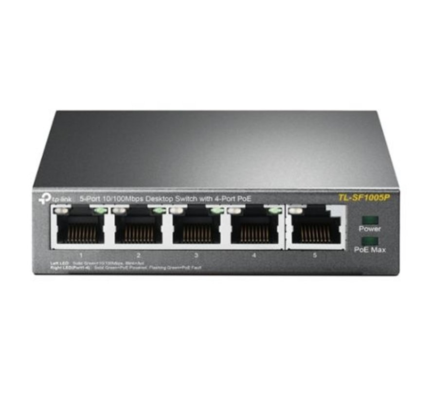 TP-LINK TL-SF1005P | Unmanaged Fast Ethernet Switch | 5 Poorten | PoE | Zwart
