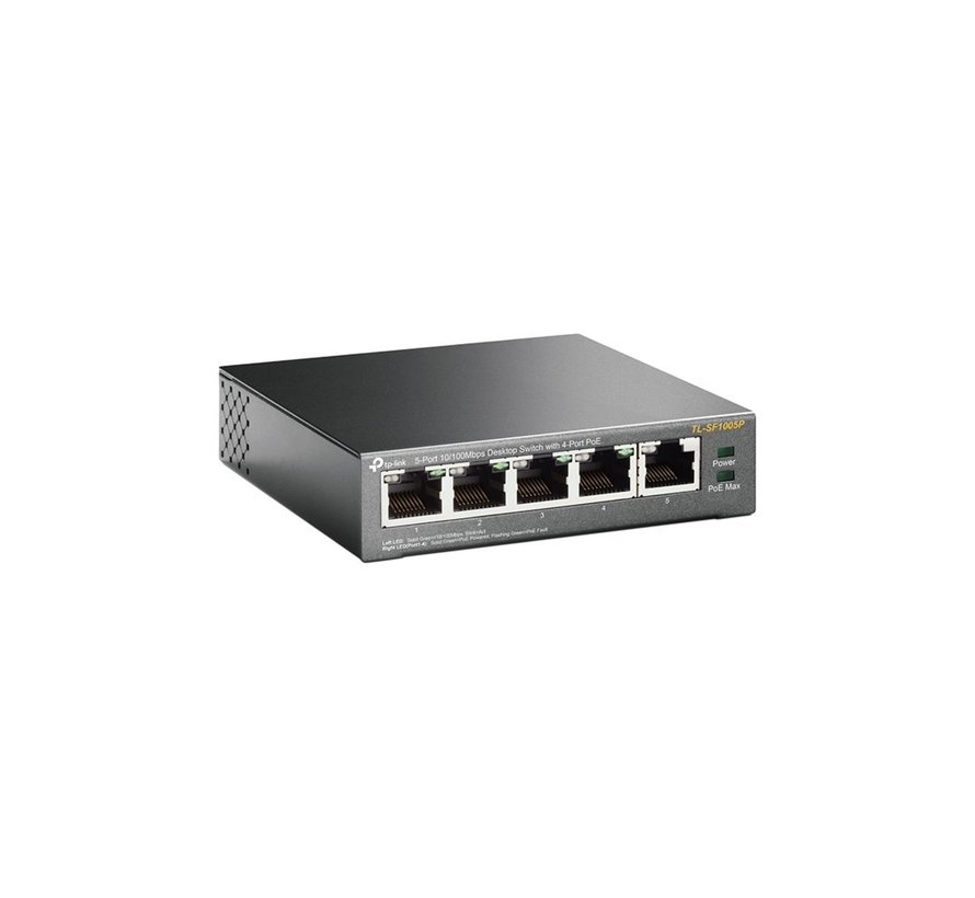 TP-LINK TL-SF1005P | Unmanaged Fast Ethernet Switch | 5 Poorten | PoE | Zwart