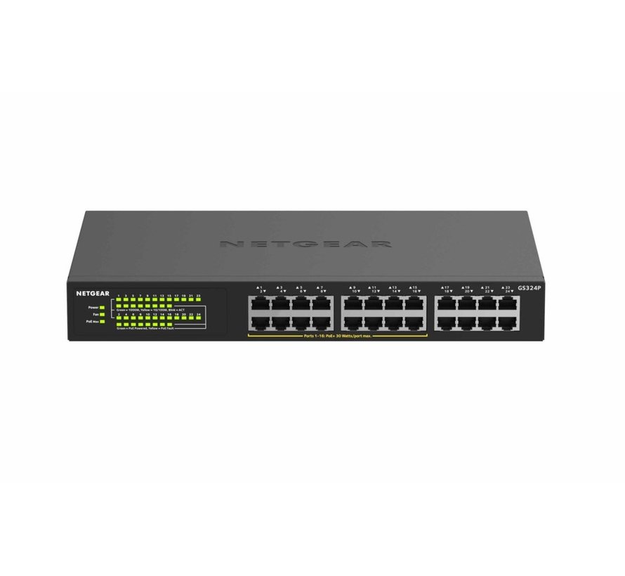 NETGEAR GS324P | Unmanaged | Gigabit Ethernet (10/100/1000 Mbps) | Power over Ethernet (PoE) | 1U