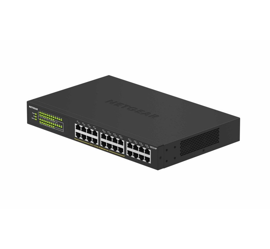 NETGEAR GS324P | Unmanaged | Gigabit Ethernet (10/100/1000 Mbps) | Power over Ethernet (PoE) | 1U