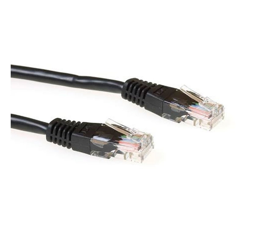 Zwarte 10 meter UTP CAT6 patchkabel met RJ45 connectoren