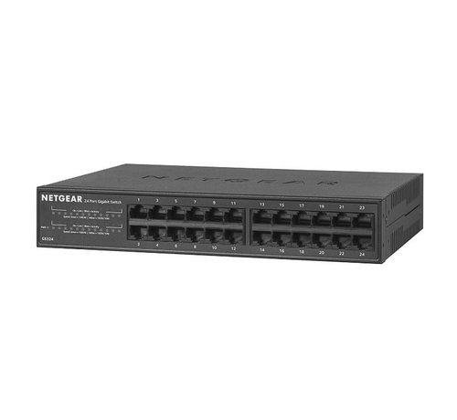 Netgear NETGEAR GS324 | 24-Poorts Unmanaged Gigabit Switch | Ventilatorloos | Rackmount | Zwart