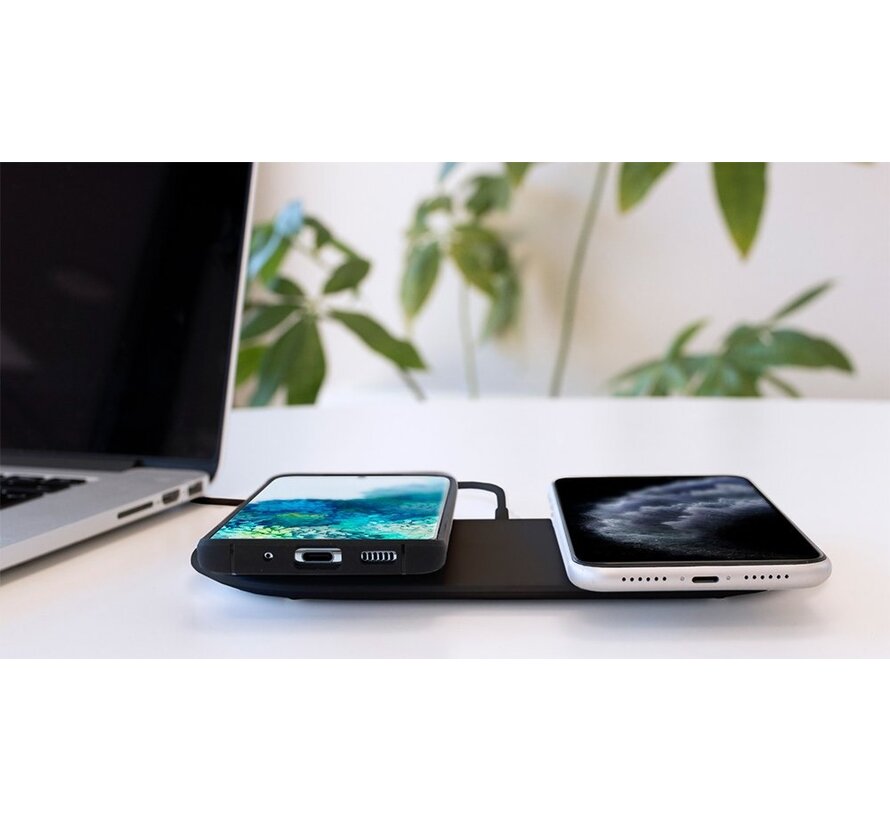 Dual Fast Wireless Charging Pad | Draadloze Oplader 10W Qi | Zwart