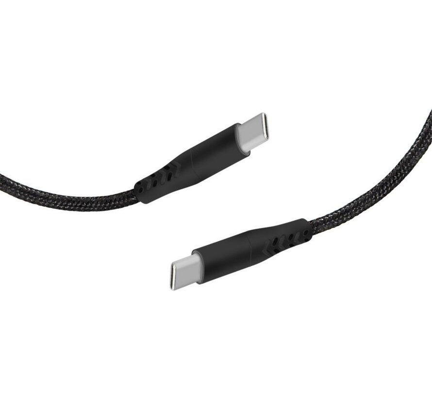 | USB-C naar USB-C Gevlochten Kabel | 2A | 1m | Zwart