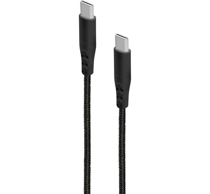 | USB-C naar USB-C Gevlochten Kabel | 2A | 1m | Zwart