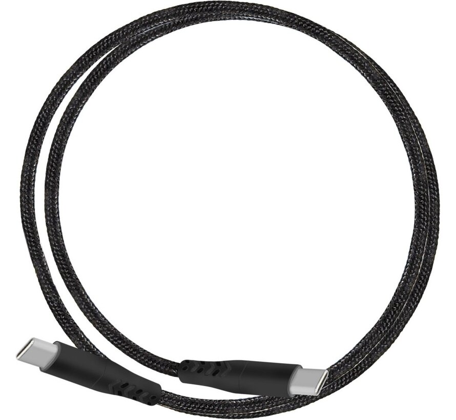 | USB-C naar USB-C Gevlochten Kabel | 2A | 1m | Zwart