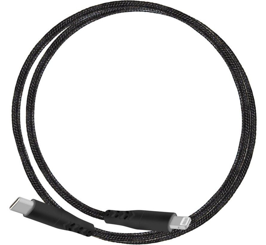 Rugged kabel | USB-C naar Lightning | 1 m | Zwart | MP-113062
