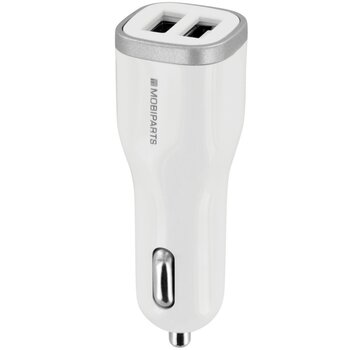 Mobiparts Car Charger | Dual USB-A Autolader 24W / 4.8A | Wit