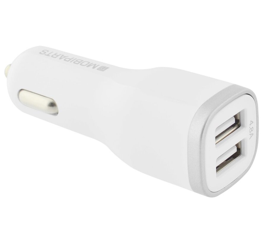 Car Charger | Dual USB-A Autolader 24W / 4.8A | Wit