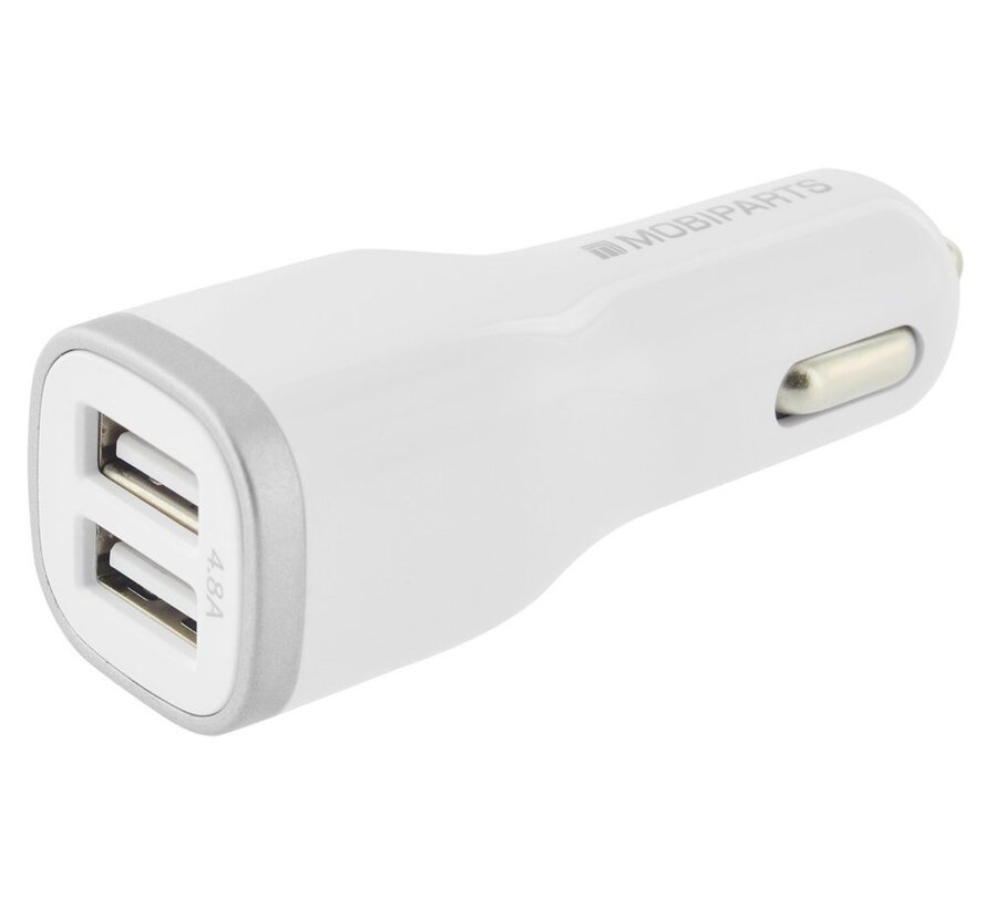 Car Charger | Dual USB-A Autolader 24W / 4.8A | Wit