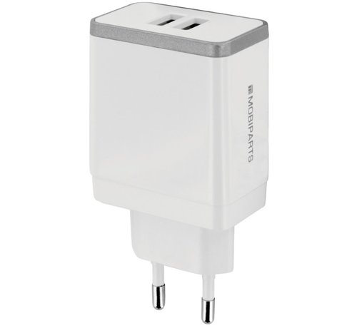 Mobiparts Wall Charger | Dual USB-A Oplader 12W / 2.4A | Wit