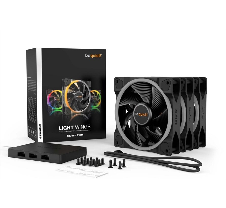 Light Wings | 120mm PWM Triple Pack Computer behuizing Ventilator 12 cm Zwart 3 stuk(s)