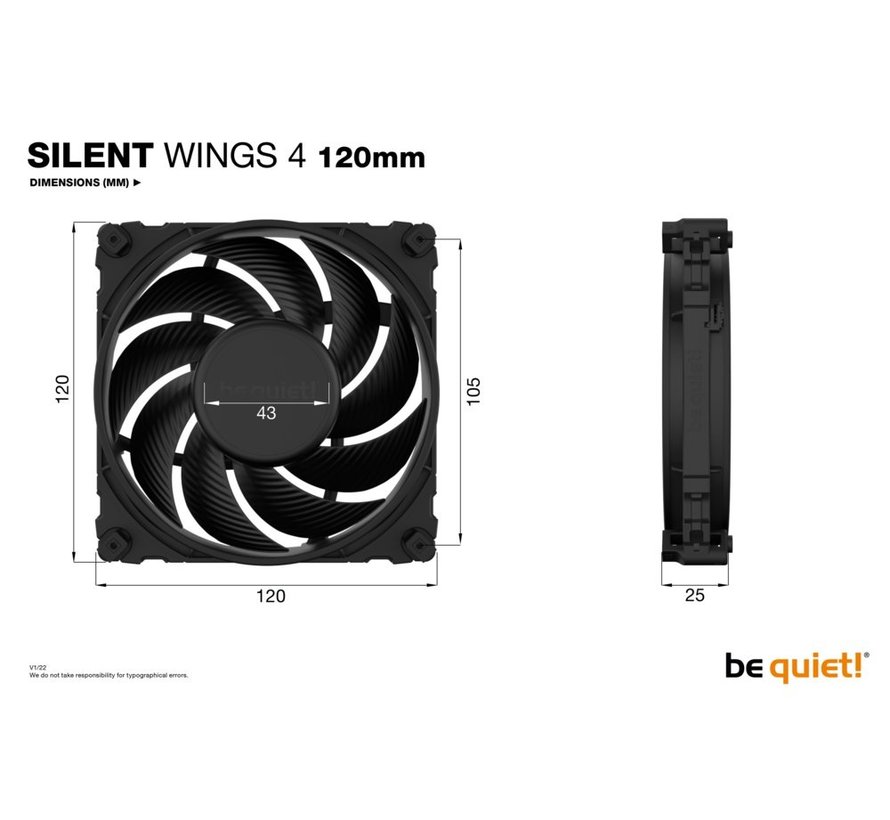 SILENT WINGS 4 | 120mm Computer behuizing Ventilator 12 cm Zwart 1 stuk(s)
