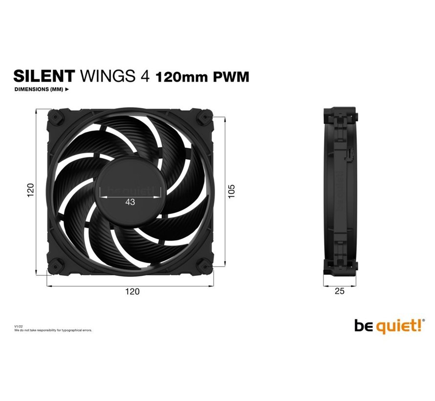 SILENT WINGS 4 | 120mm PWM Computer behuizing Ventilator 12 cm Zwart 1 stuk(s)