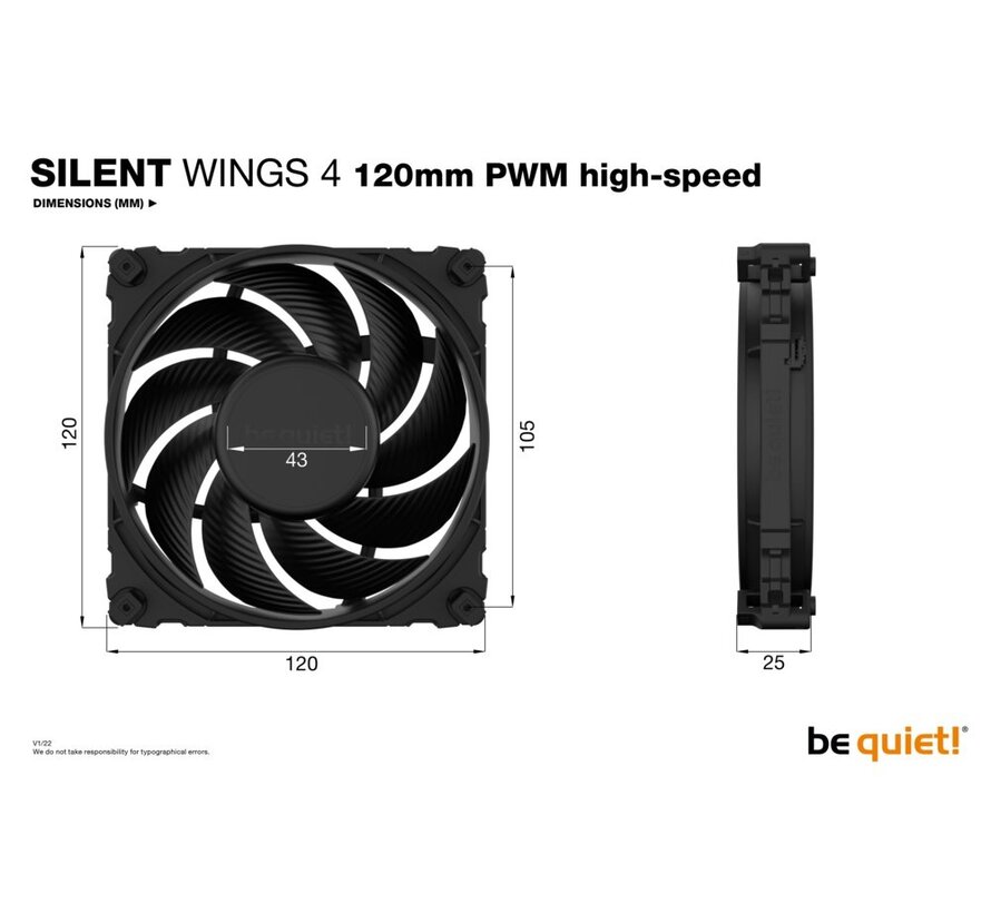 SILENT WINGS 4 | 120mm PWM Computer behuizing Ventilator 12 cm Zwart 1 stuk(s)