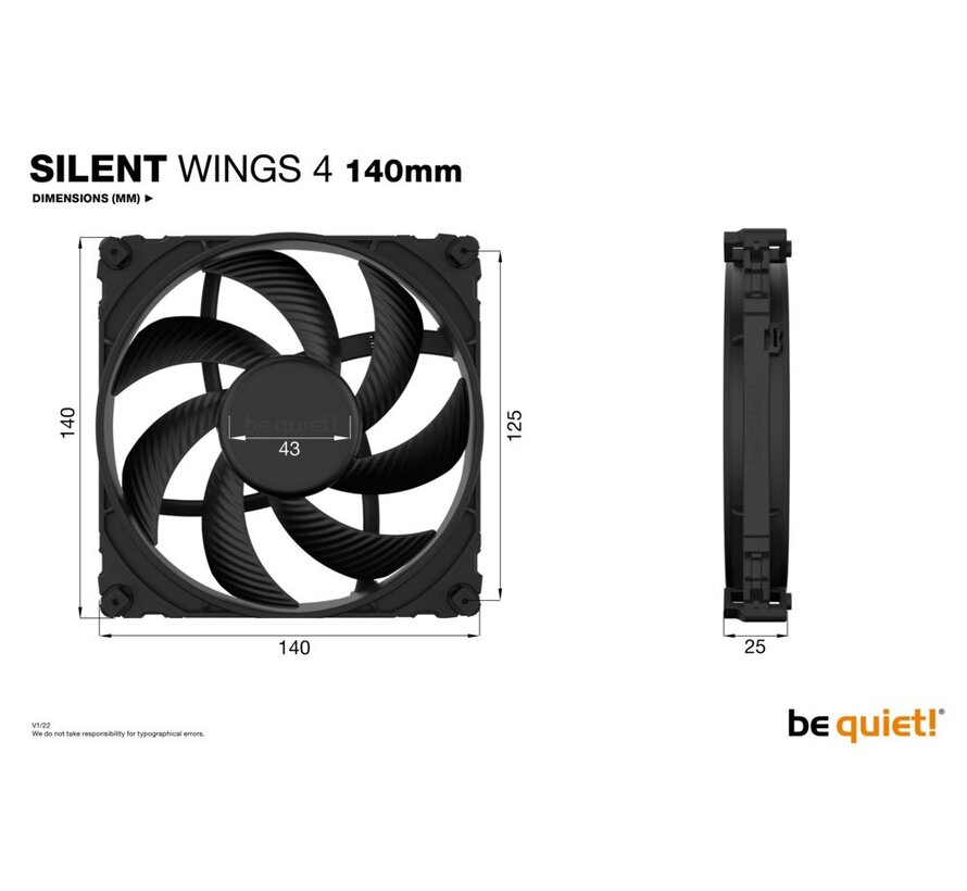 SILENT WINGS 4 | 140mm Computer behuizing Ventilator 14 cm Zwart 1 stuk(s)