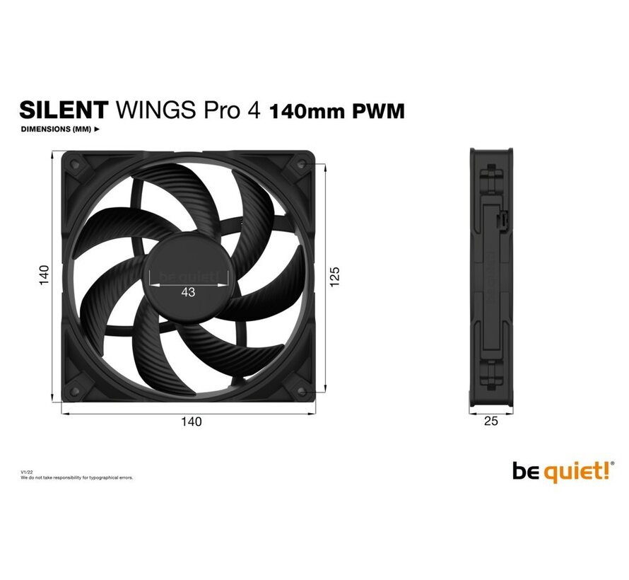 SILENT WINGS PRO 4 | 140mm PWM Computer behuizing Ventilator 14 cm Zwart 1 stuk(s)