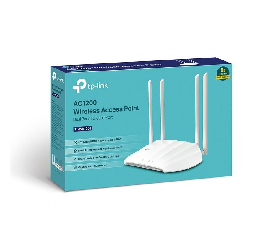 TL-WA1201 | Wi-Fi 5 Access Point | 867 Mbps | PoE Ondersteuning | Inclusief Voedingsadapter | Dual-Band