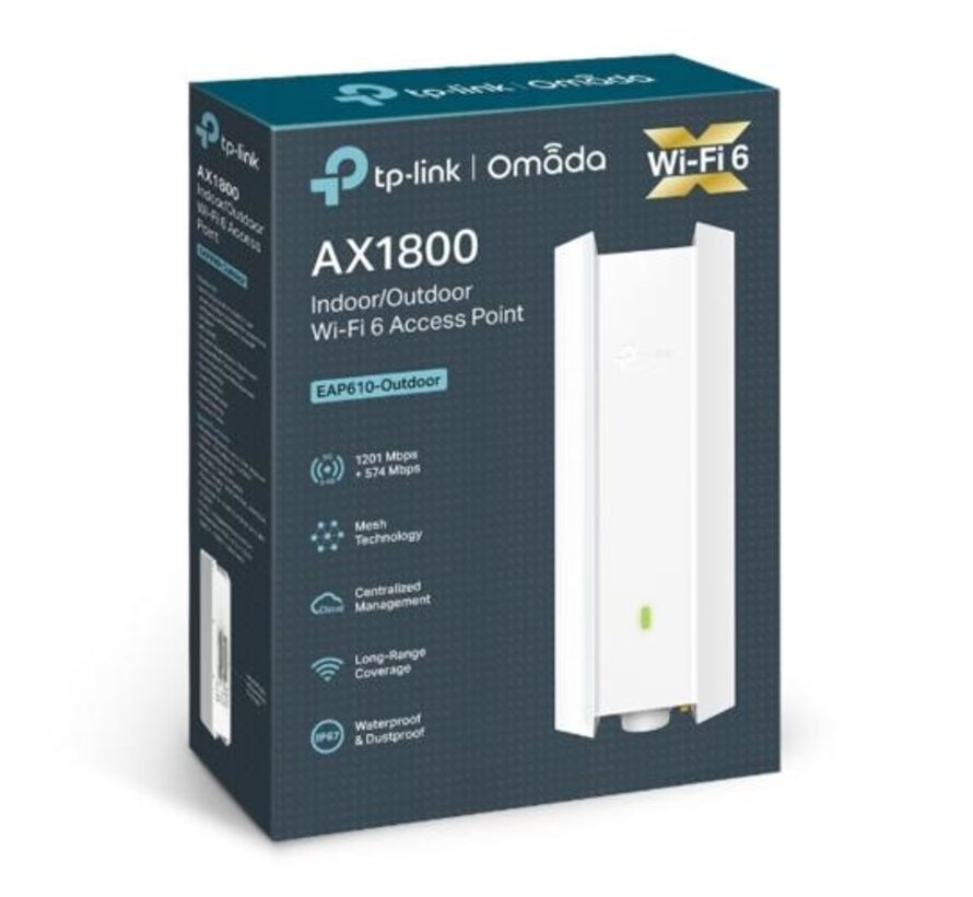 EAP610 Outdoor Access Point | Wifi 6 | Power over Ethernet (PoE) | 1201 Mbit/s | Inclusief Muurmontagebeugel
