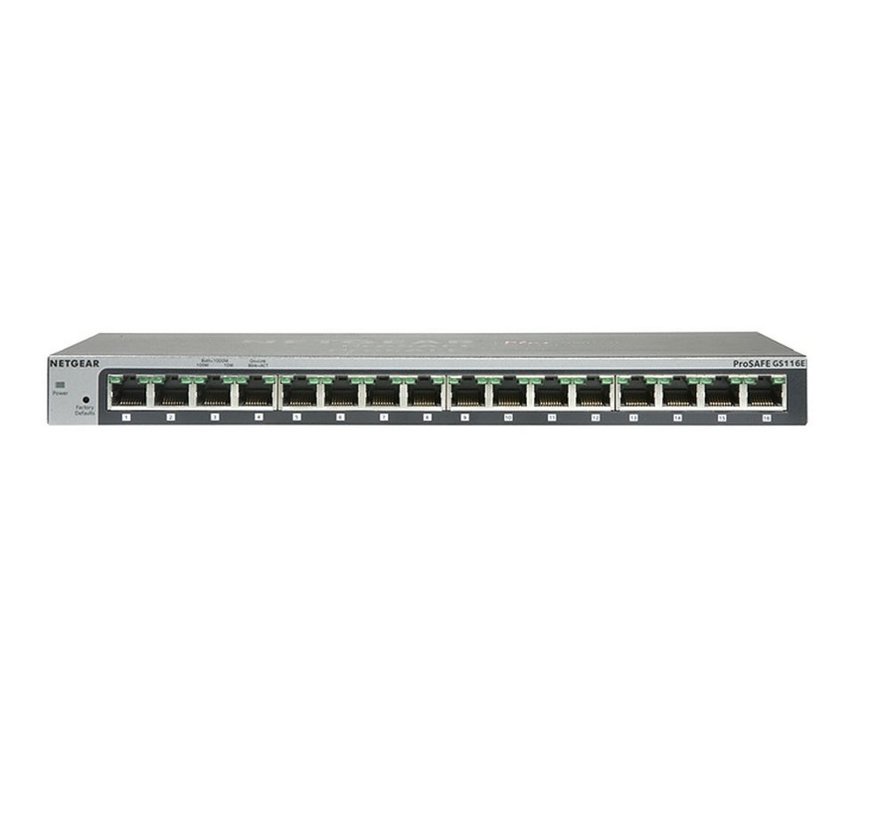 ProSAFE GS116GE | Unmanaged Switch | 16 Poorten | Gigabit Ethernet (10/100/1000 Mbps) | Desktop