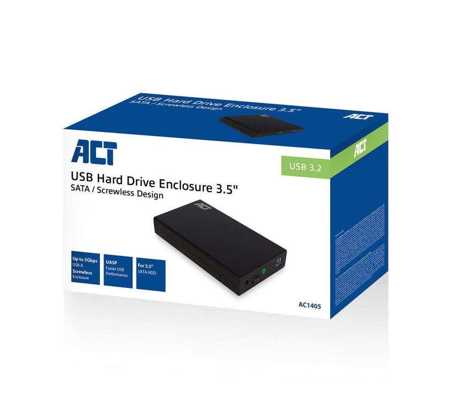 AC1405 behuizing voor opslagstations HDD-/SSD-behuizing Zwart 3.5"