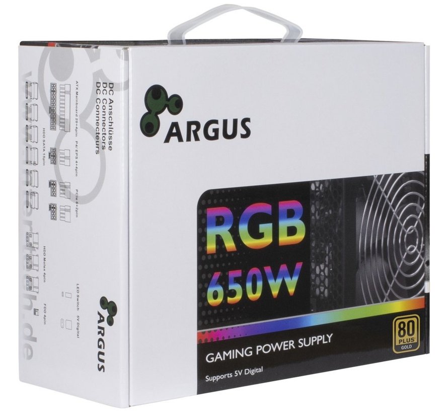 Argus RGB-650W CM II | 650 Watt Gold ATX PSU | Deels Modulair | Power Supply | Voeding