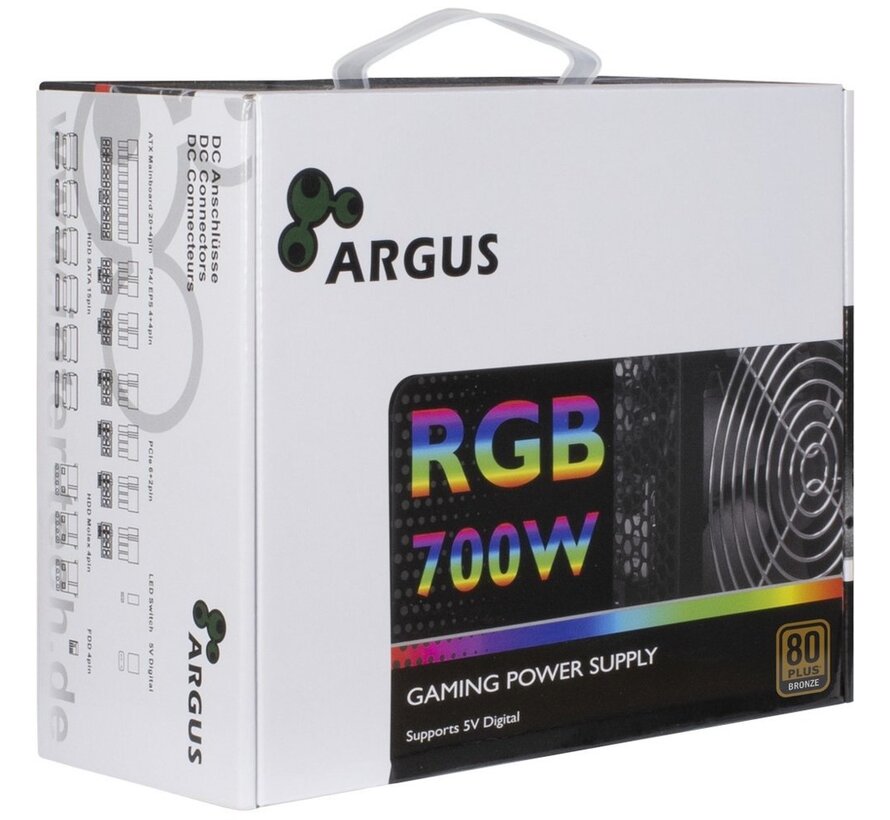 Argus RGB-700W II power supply unit 20+4 pin ATX ATX Zwart