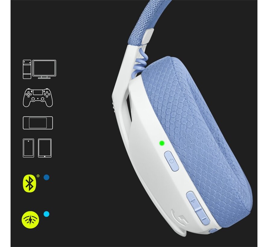 G G435 | Draadlooze Over-ear Gaming Headset | Bluetooth & USB-A Receiver | Wit/Lilac