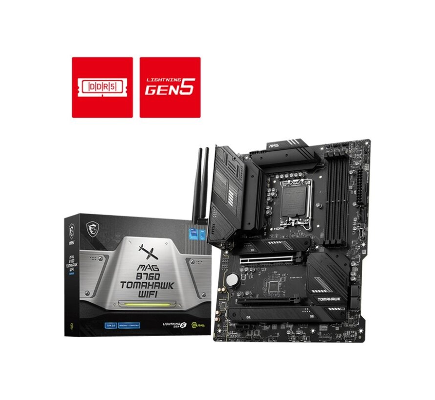 MAG B760 TOMAHAWK WIFI | Socket LGA 1700 | Intel B760 | 4xDDR5 | ATX | Moederbord