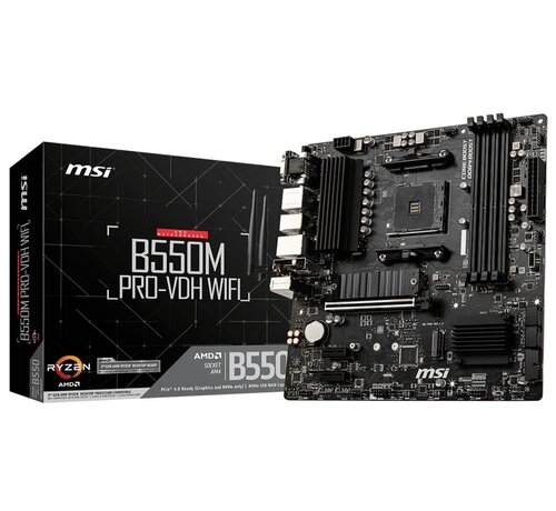 MSI B550M PRO-VDH WIFI | Socket AM4 | AMD B550 | 4xDDR4 | Micro-ATX | Moederbord