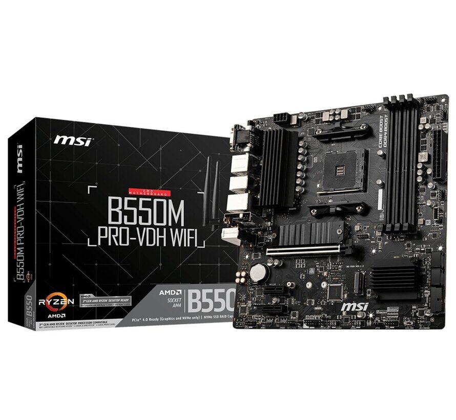 B550M PRO-VDH WIFI | Socket AM4 | AMD B550 | 4xDDR4 | Micro-ATX | Moederbord