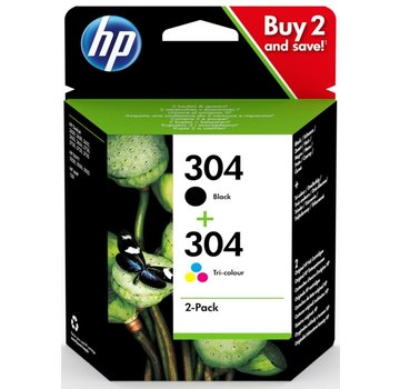 Hewlett Packard HP 304 originele zwarte/drie-kleuren inktcartridges, 2-pack