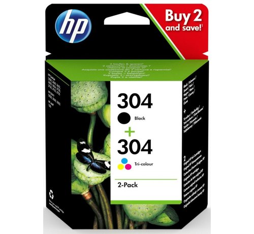 Hewlett Packard HP 304 originele zwarte/drie-kleuren inktcartridges, 2-pack