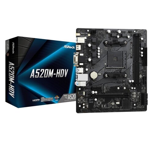 Asrock A520M-HDV | Socket AM4 | AMD A520 | 2xDDR4 | Micro-ATX | Moederbord