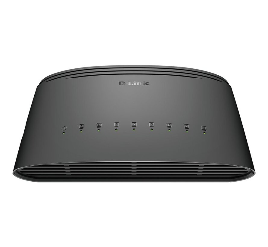 D-Link DGS-1008D/E | Unmanaged L2 Switch | 8 Poorten | Gigabit Ethernet (10/100/1000 Mbps) | Zwart