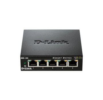 D-LINK D-Link DGS-105 | Unmanaged Switch | 5 Poorten | Gigabit Ethernet (10/100/1000 Mbps) | Zwart