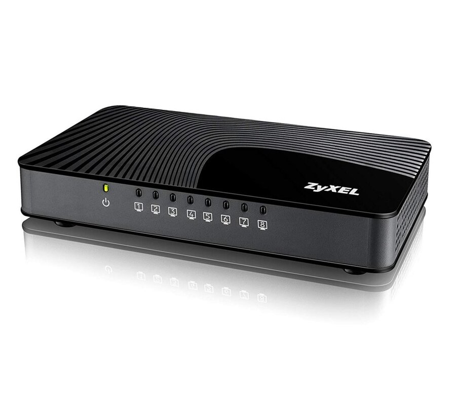 Zyxel GS-108S v2 | Unmanaged Switch | 8 Poorten | Gigabit Ethernet (10/100/1000 Mbps) | Zwart