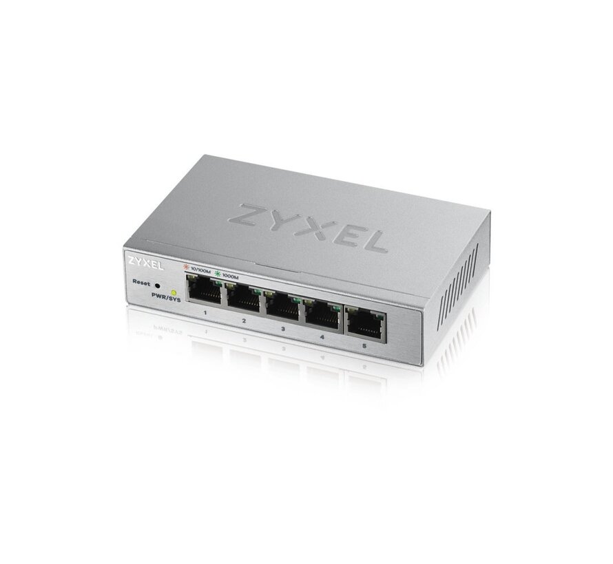 Zyxel GS1200-5 | Managed Switch | 5 Poorten | Gigabit Ethernet (10/100/1000 Mbps) | Zilver