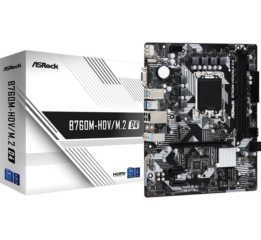 B760M-HDV/M.2 D4 | Socket LGA 1700 | Intel B760 | 2xDDR4 | Micro-ATX | Moederbord