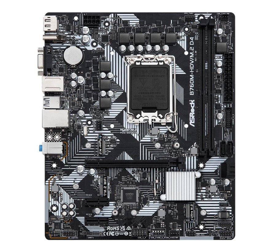 B760M-HDV/M.2 D4 | Socket LGA 1700 | Intel B760 | 2xDDR4 | Micro-ATX | Moederbord