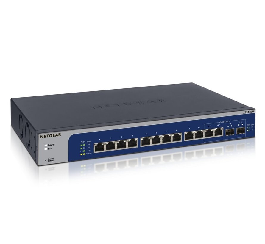 NETGEAR XS512EM | Managed L2 Switch | 12 Poorten | 10G Ethernet (100/1000/10000 Mbps) | 1U | Blauw/Grijs