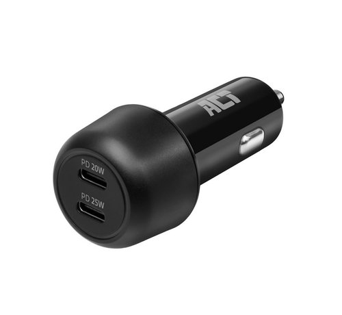 ACT AC2200 | USB-C Autolader voor Mobiele Apparaten 25W | Zwart