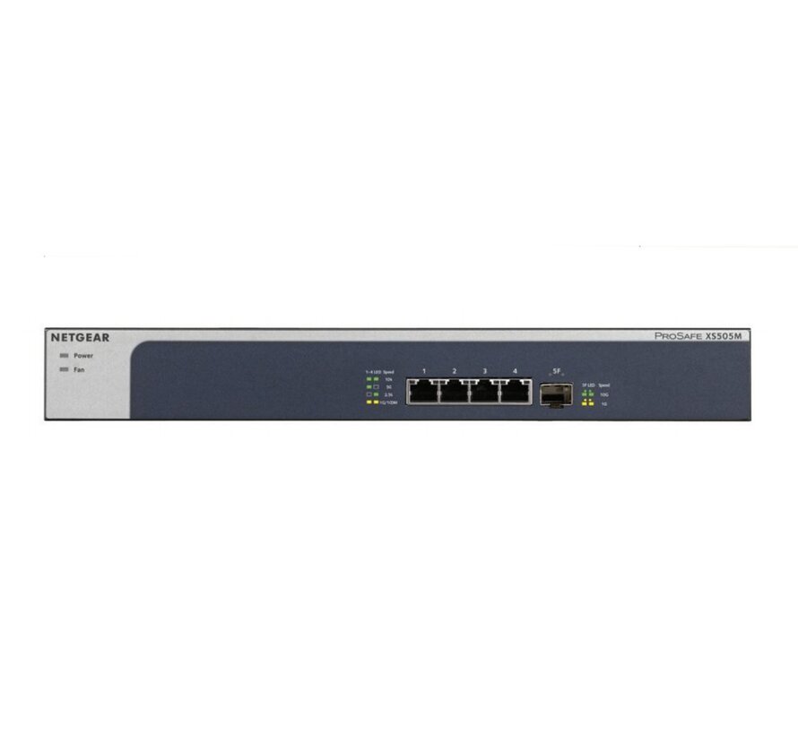 NETGEAR XS505M | Unmanaged Switch | 5 Poorten | 10G Ethernet (100/1000/10000 Mbps) | Grijs/Zilver