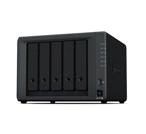 Synology DiskStation DS1522+ NAS | 5 Drive Bays | AMD Ryzen R1600 | 4x Gigabit Ethernet | Desktop | Zwart