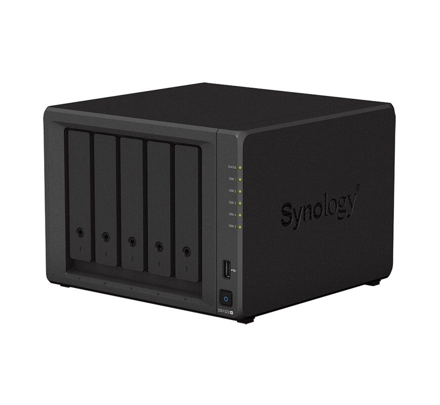 DiskStation DS1522+ NAS | 5 Drive Bays | AMD Ryzen R1600 | 4x Gigabit Ethernet | Desktop | Zwart