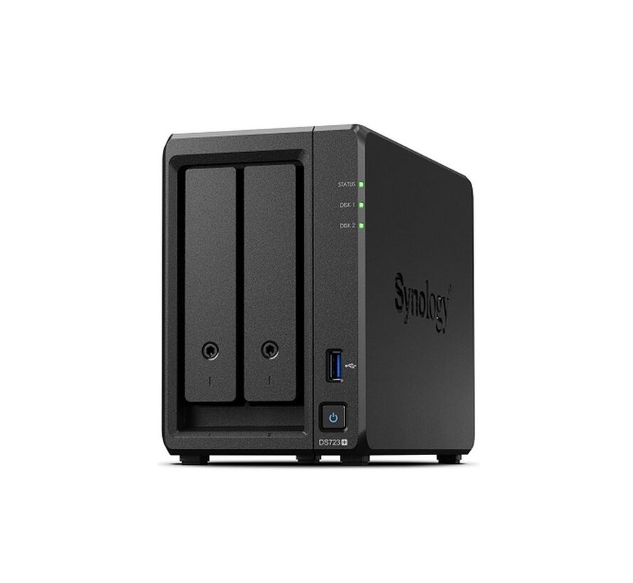 DiskStation DS723+ NAS | 2 Drive Bays | AMD Ryzen R1600 | 2x Gigabit Ethernet | Zwart