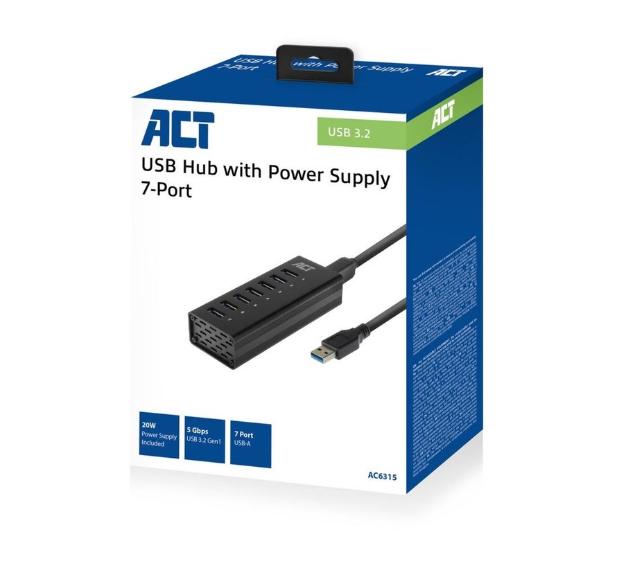 AC6315 interface hub USB 3.2 Gen 1 (3.1 Gen 1) Type-A 5000 Mbit/s Zwart