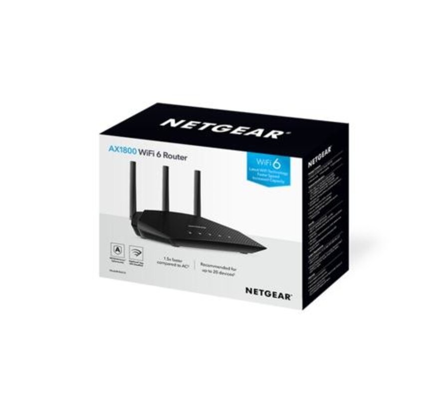 NETGEAR Nighthawk 4-Stream AX1800 | Wifi 6 Router | Gigabit Ethernet Dual-band (2.4 GHz / 5 GHz) | 1200Mbit/s