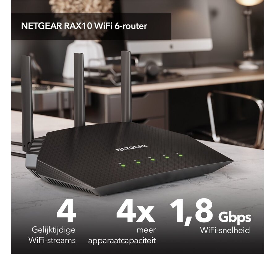 NETGEAR Nighthawk 4-Stream AX1800 | Wifi 6 Router | Gigabit Ethernet Dual-band (2.4 GHz / 5 GHz) | 1200Mbit/s